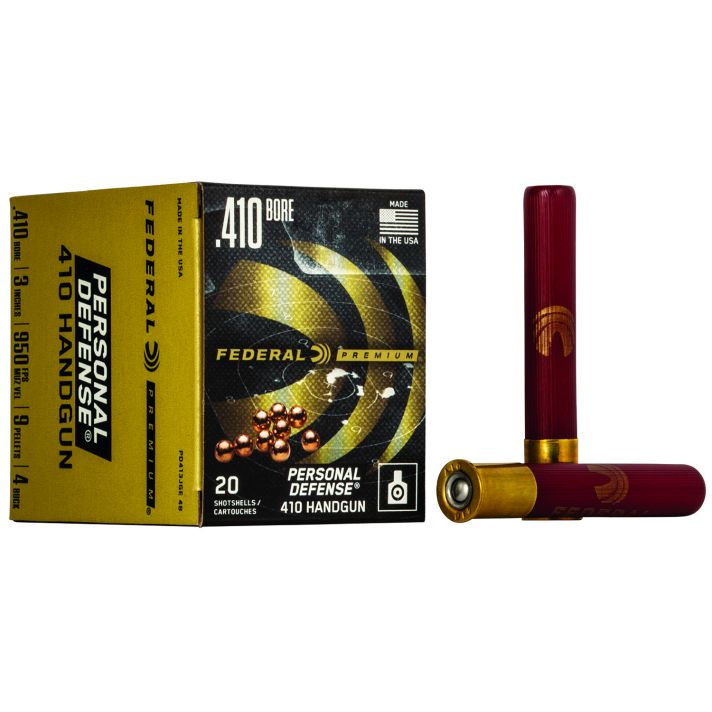 Federal PD413JGE4B Premium Personal Defense 410Gauge 3" 9Pellets 4BuckShot 20 Per Box/10 Case