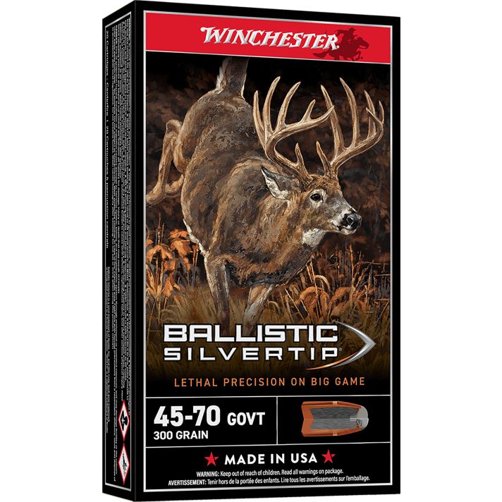 Winchester Ammo SBST4570 Ballistic Silvertip45-70Gov 300gr Rapid Controlled Expansion Polymer Tip 20 Per Box/10 Case