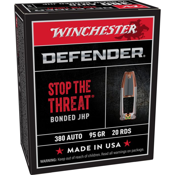 Winchester Ammo S380PDB Defender380ACP 95gr Bonded Jacket Hollow Point 20 Per Box/10 Case