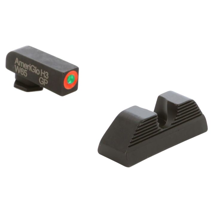AmeriGlo GL351 Protector Sight Set for GlockGreen Tritium Orange Outline Front Sight-Black Serrated Rear Sight