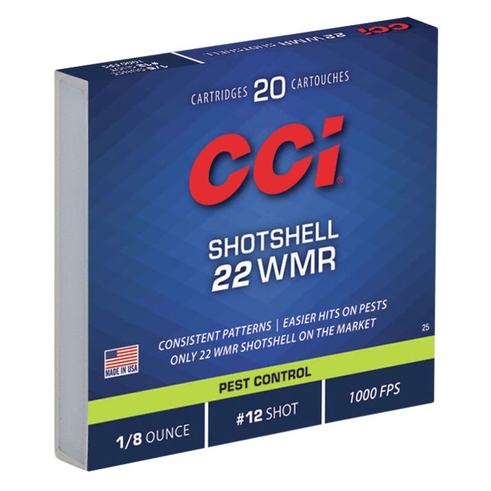 CCI 0025 Pest Control Shotshell 22WMR 52gr #12Shot 20 Per Box/100 Case