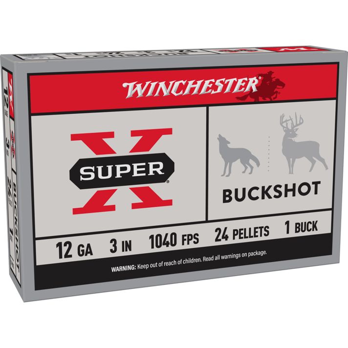 Winchester Ammo XB1231 Super X12Gauge 3" 1Buck Shot 5 Per Box/50 Case