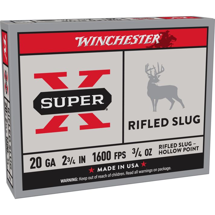 Winchester Ammo X20RSM5 Super X20Gauge 2.75" 3/4oz Rifled Slug Shot 5 Per Box/50 Case