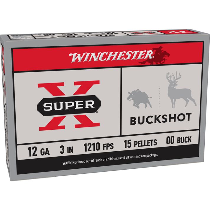Winchester Ammo XB12300 Super X12Gauge 3" 15Pellets 00Buck Shot 5 Per Box/50 Case
