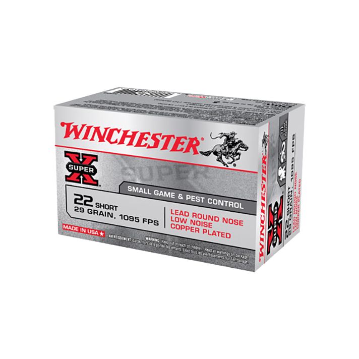 Winchester Ammo X22S Super X22Short 29gr Lead Round Nose Low Noise Copper Plated 50 Per Box/100 Case