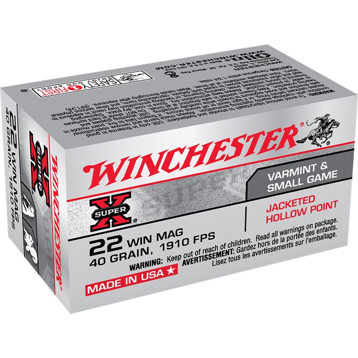 Winchester Ammo X22MH Super X22WMR 40gr Jacketed Hollow Point 50 Per Box/40 Case