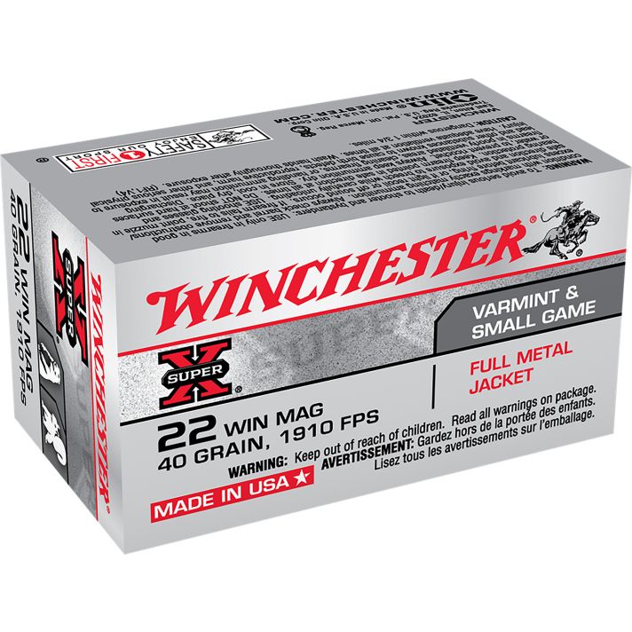 Winchester Ammo X22M Super X22WMR 40gr Full Metal Jacket 50 Per Box/40 Case