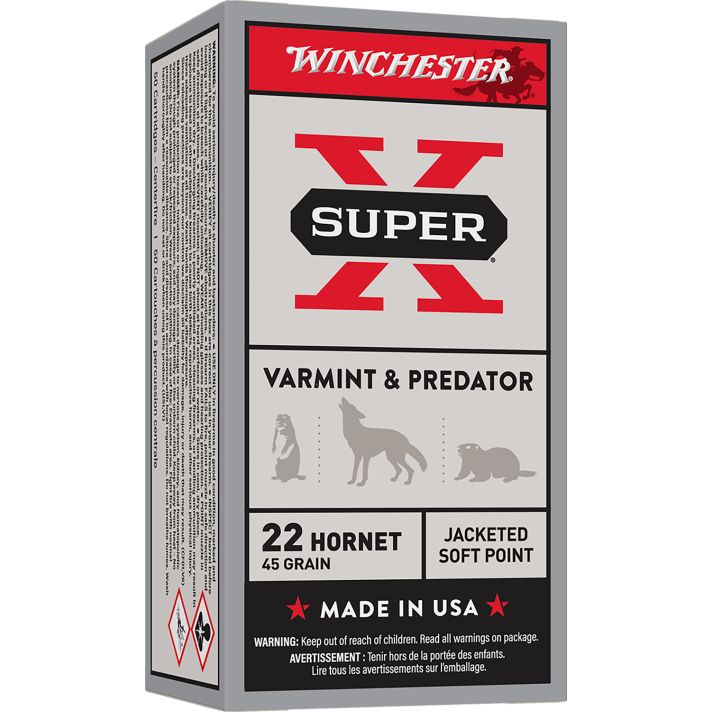 Winchester Ammo X22H1 Super X22Hornet 45gr Jacketed Soft Point 50 Per Box/10 Case