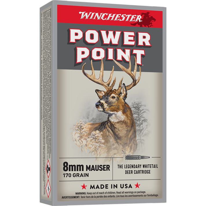 Winchester Ammo X8MM Power-Point8mmMauser 170gr 20 Per Box/10 Case