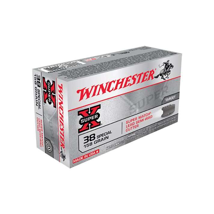 Winchester Ammo X38WCPSV Super X38Special 158gr Super Match Lead Semi Wadcutter 50 Per Box/10 Case