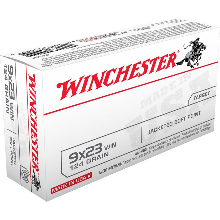 Winchester Ammo Q4304 USA9x23Win 124gr Jacketed Soft Point 50 Per Box/10 Case