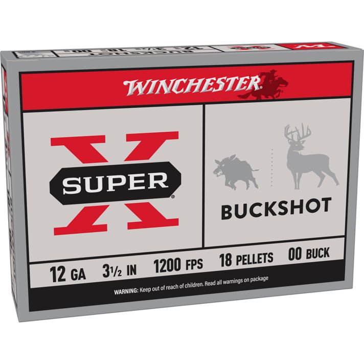 Winchester Ammo XB12L00 Super X12Gauge 3.50" 18Pellets 00Buck Shot 5 Per Box/50 Case