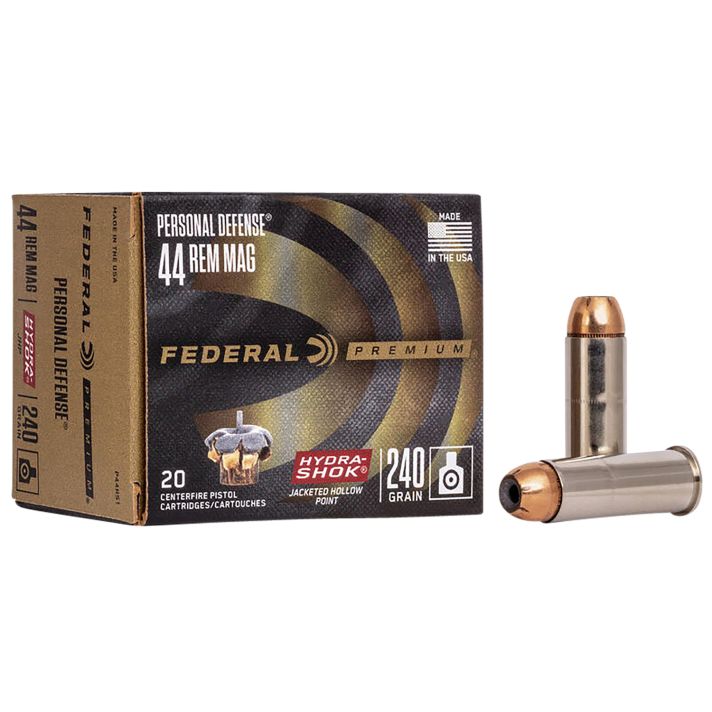 Federal P44HS1 Premium Personal Defense 44RemMag 240gr Hydra-Shok Jacketed Hollow Point 20 Per Box/25 Case