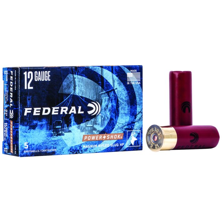 Federal F130RS Power-Shok12Gauge 2.75" 1 1/4oz Rifled SlugShot 5 Per Box/50 Case