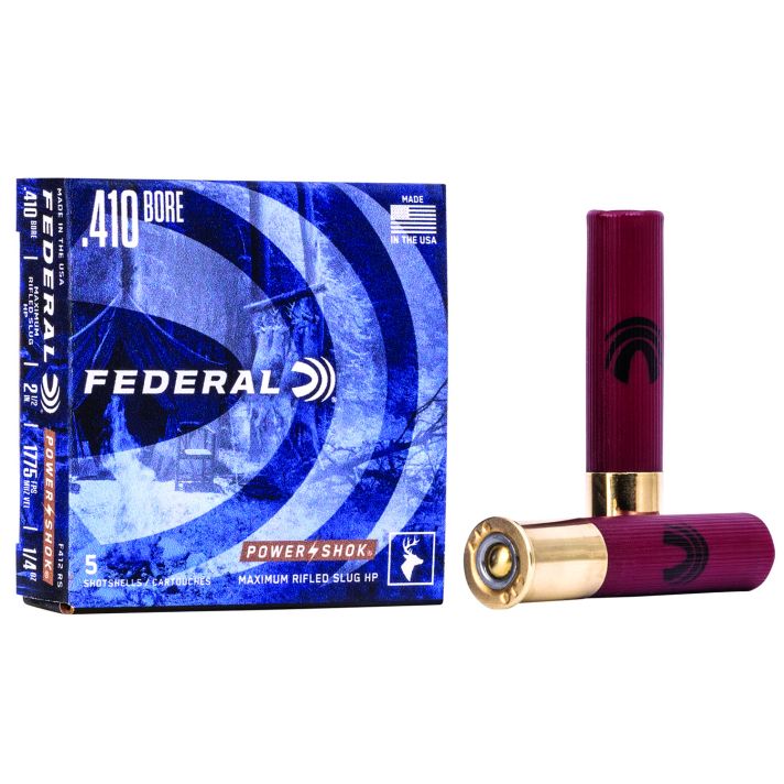 Federal F412RS Power-Shok Shotshell 410Gauge 2.50" 1/4oz RifledSlug Shot 5 Per Box/50 Case