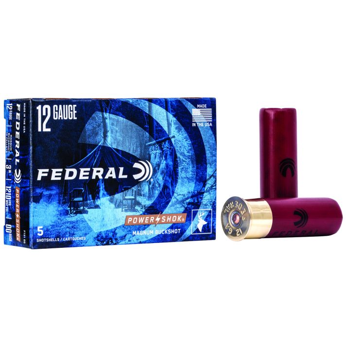 Federal F13100 Power-Shok Magnum 12Gauge 3" 1 7/8oz 00BuckShot 5 Per Box/50 Case