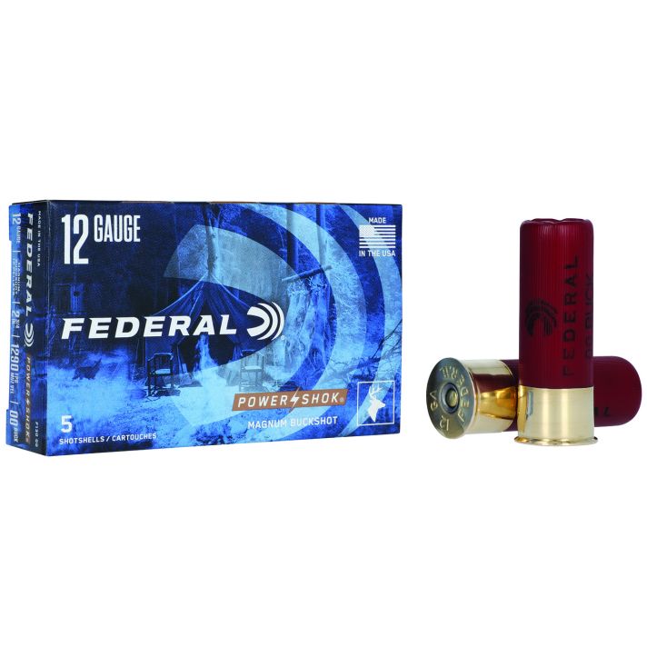 Federal F13000 Power-Shok Magnum 12Gauge 2.75" 12Pellets 1 7/16oz 00BuckShot 5 Per Box/50 Case