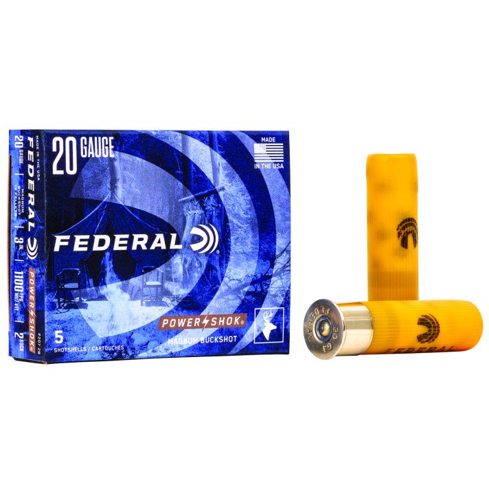 Federal F2072B Power-Shok Magnum 20Gauge 3" 18Pellets 1 1/4oz 2BuckShot 5 Per Box/50 Case