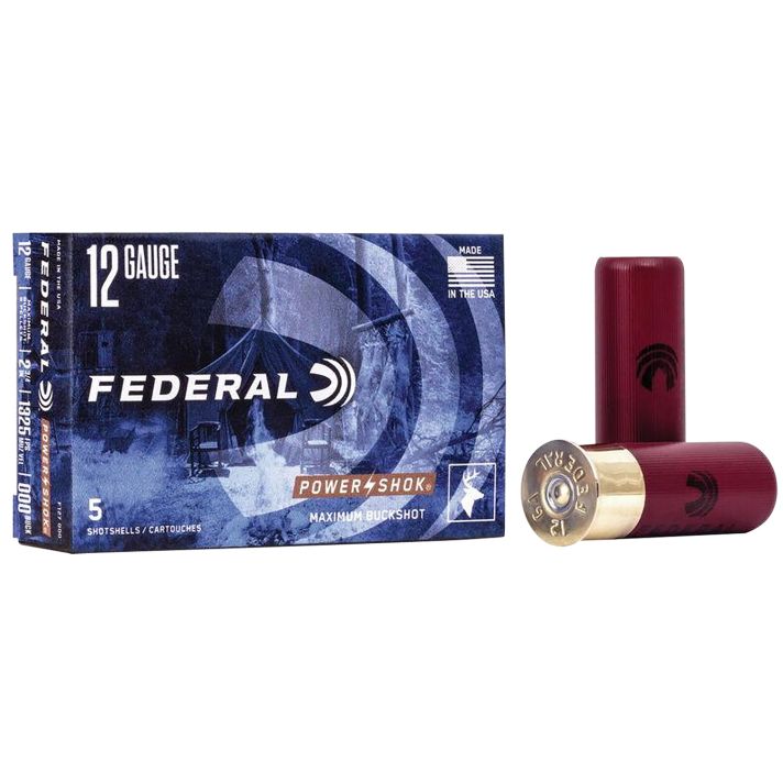 Federal F127000 Power-Shok Magnum 12Gauge 2.75" 8Pellets 000BuckShot 5 Per Box/50 Case
