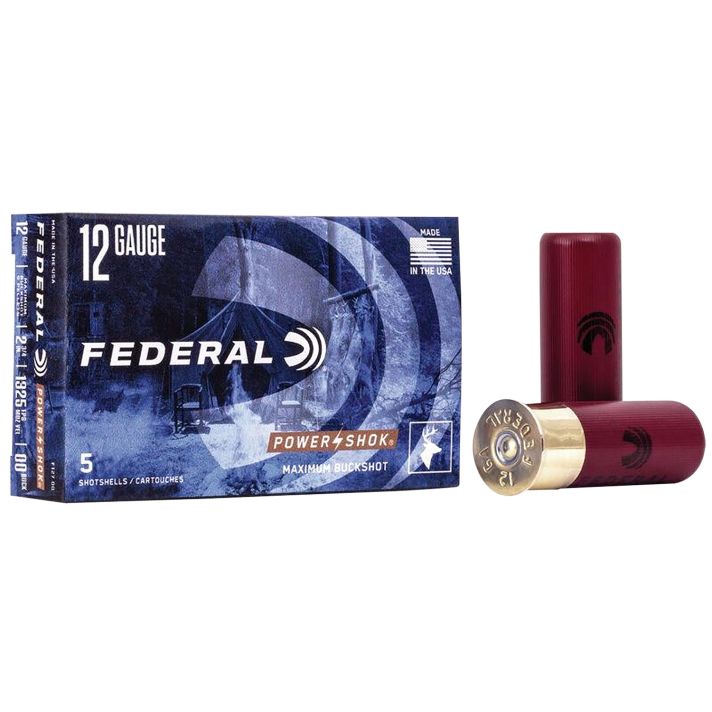Federal F12700 Power-Shok Magnum 12Gauge 2.75" 9Pellets 1 3/16oz 00BuckShot 5 Per Box/50 Case