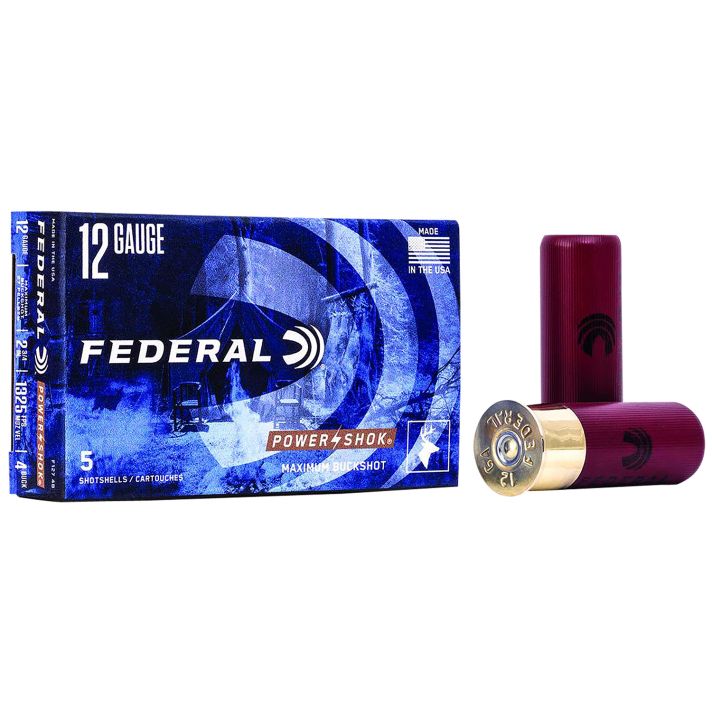 Federal F1274B Power-Shok Magnum 12Gauge 2.75" 27Pellets 1 1/4oz 4BuckShot 5 Per Box/50 Case