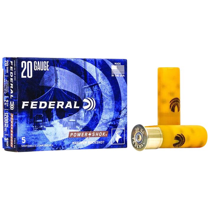 Federal F2033B Power-Shok Magnum 20Gauge 2.75" 20Pellets 1oz 3BuckShot 5 Per Box/50 Case