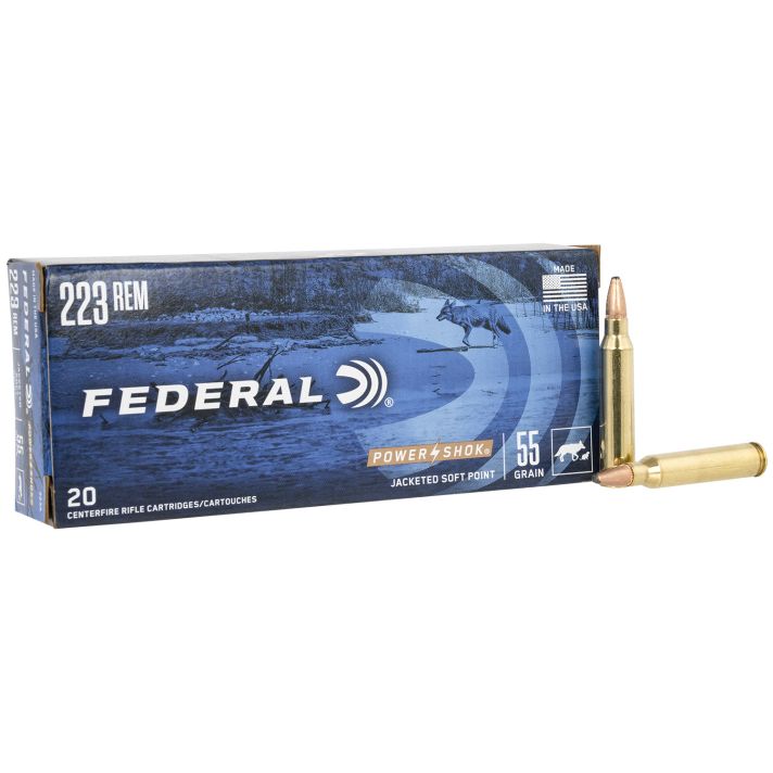 Federal 223A Power-Shok223Rem 55gr Jacketed Soft Point 20 Per Box/10 Case