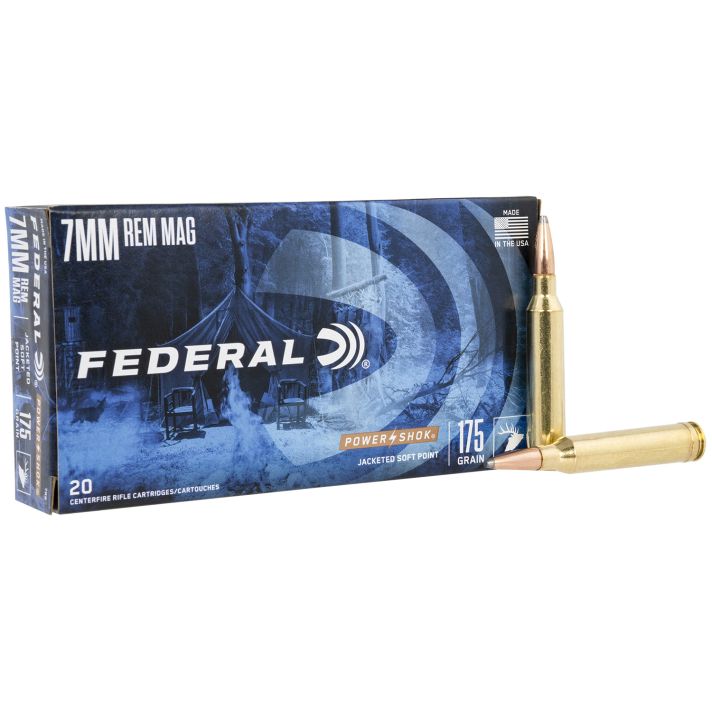 Federal 7RB Power-Shok7mmRemMag 175gr Jacketed Soft Point 20 Per Box/10 Case