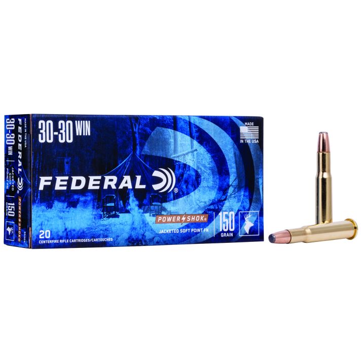 Federal 3030A Power-Shok30-30Win 150gr Jacketed Soft Point 20 Per Box/10 Case