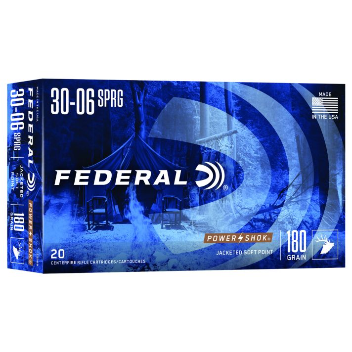 Federal 3006B Power-Shok30-06Springfield 180gr Jacketed Soft Point 20 Per Box/10 Case