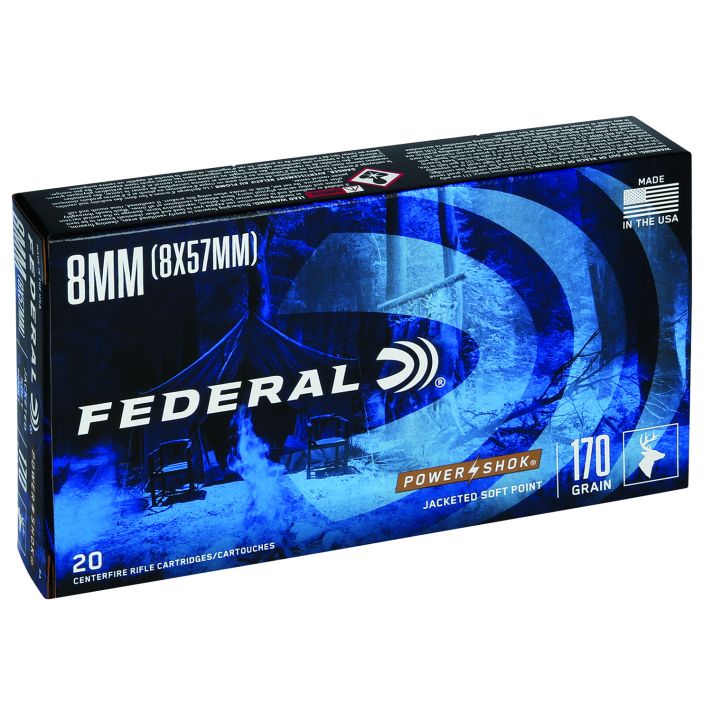 Federal 8A Power-Shok8mmMauser 170gr Jacketed Soft Point 20 Per Box/10 Case