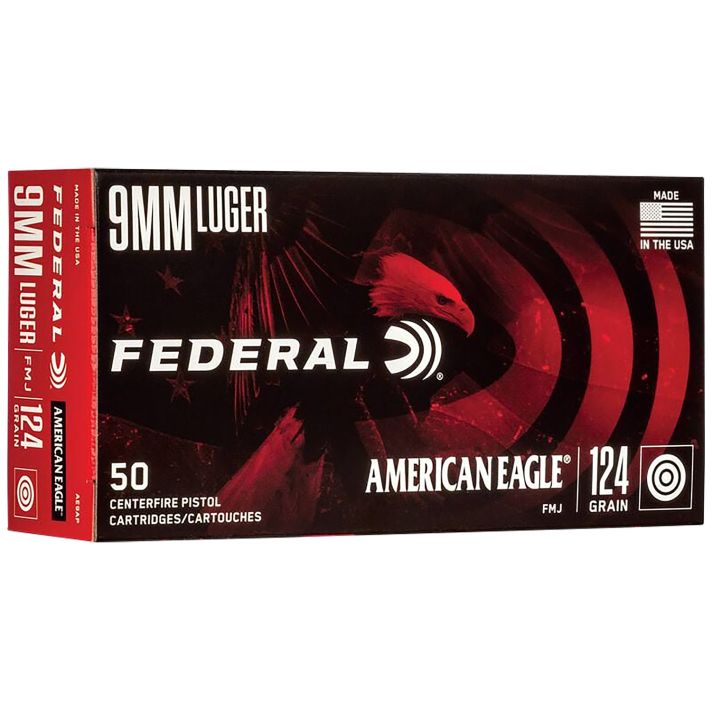 Federal AE9AP American Eagle Handgun 9mmLuger 124gr Full Metal Jacket 50 Per Box/20 Case