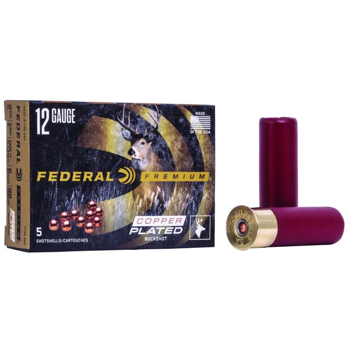 Federal P158000 Premium Magnum 12Gauge 3" 10Pellets 000BuckShot 5 Per Box/50 Case