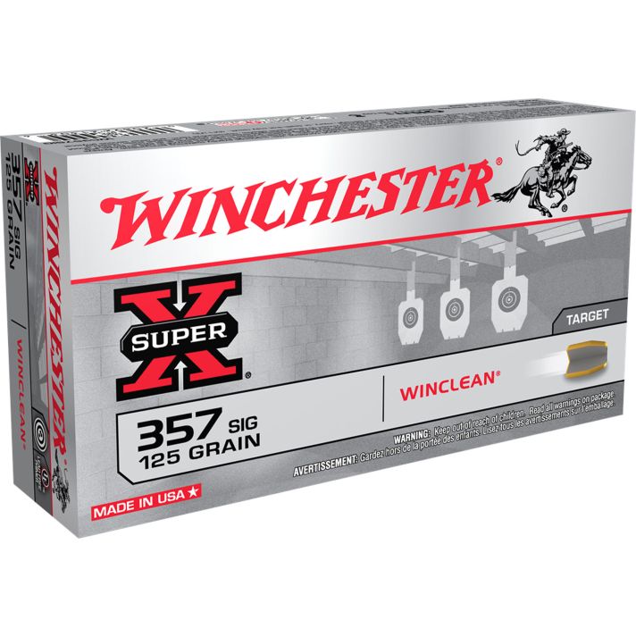 Winchester Ammo WC357SIG Super X357Sig 125gr Winclean Brass Enclosed Base 50 Per Box/10 Case