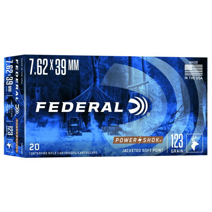 Federal 76239B Power-Shok7.62x39mm 123gr Jacketed Soft Point 20 Per Box/10 Case