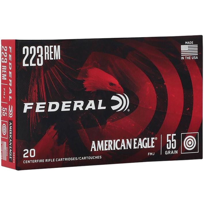 Federal AE223 American Eagle Rifle 223Rem 55gr Full Metal Jacket Boat Tail 20 Per Box/25 Case