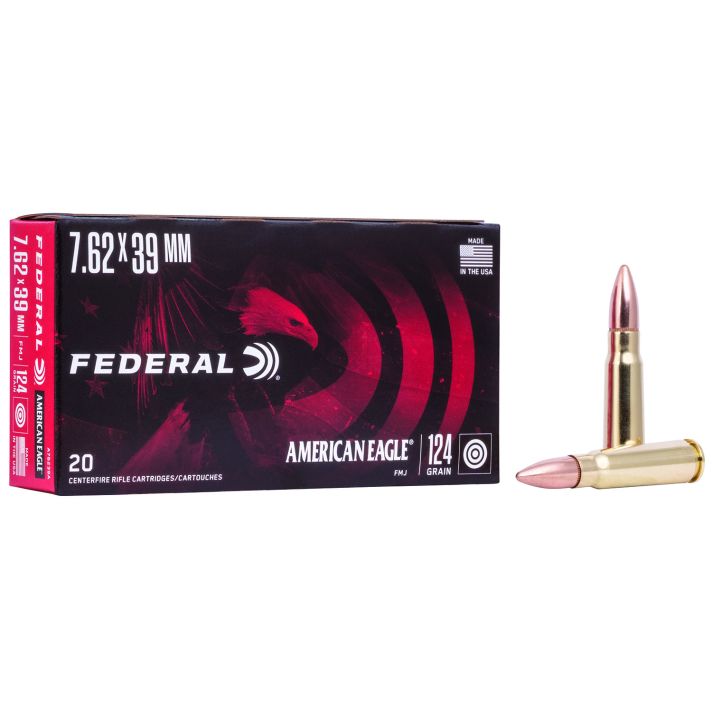Federal A76239A American Eagle Rifle 7.62x39mm 124gr Full Metal Jacket 20 Per Box/25 Case