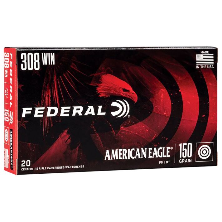 Federal AE308D American Eagle Rifle 308Win 150gr Full Metal Jacket Boat Tail 20 Per Box/25 Case