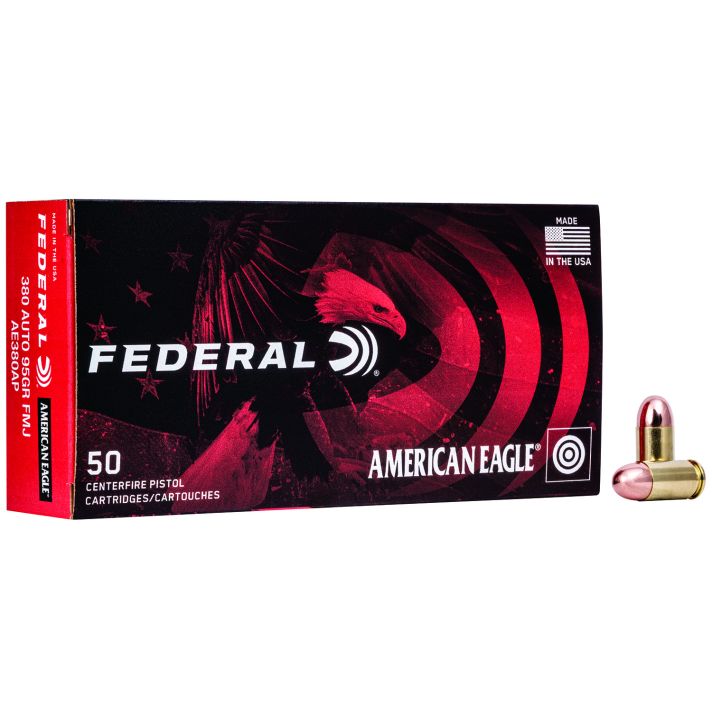 Federal AE380AP American Eagle Handgun 380ACP 95gr Full Metal Jacket 50 Per Box/20 Case
