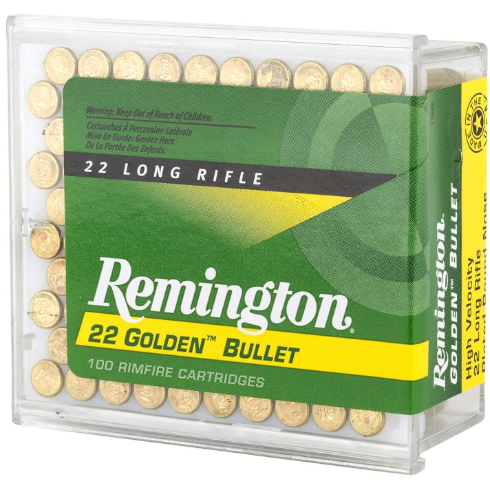 Remington Ammunition 21276 Golden Bullet22LR 40gr Plated Lead Round Nose 100 Per Box/50 Case