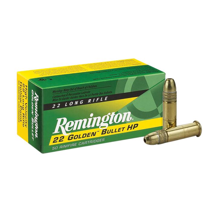 Remington Ammunition 21008 Golden Bullet Rimfire 22LR 36gr Plated Hollow Point 50 Per Box/100 Case