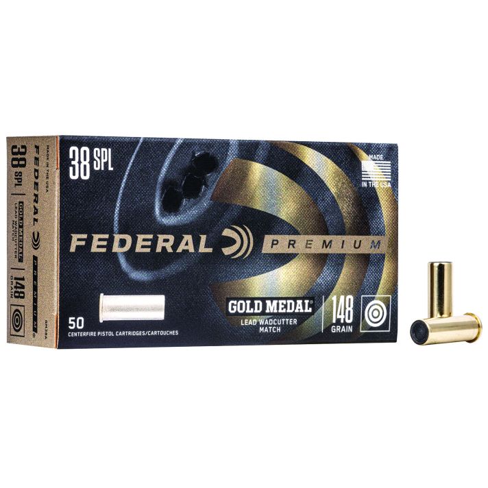 Federal GM38A Premium Gold Medal 38Special 148gr Lead Wadcutter 50 Per Box/20 Case