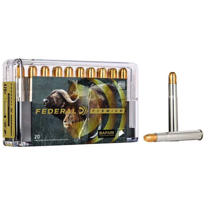 Federal P470T2 Premium Safari Cape-Shok 470NitroExpress 500gr Trophy Bonded Sledgehammer Solid 20 Per Box/10 Case