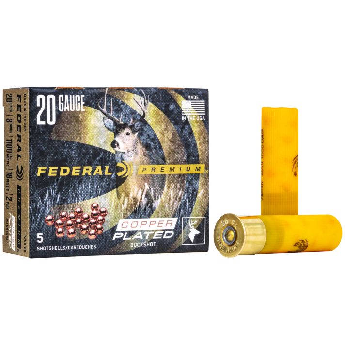 Federal P2582B Premium Magnum 20Gauge 3" 18Pellets 1 1/4oz 2BuckShot 5 Per Box/50 Case