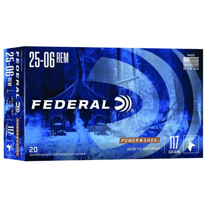 Federal 2506BS Power-Shok25-06Rem 117gr Jacketed Soft Point 20 Per Box/10 Case