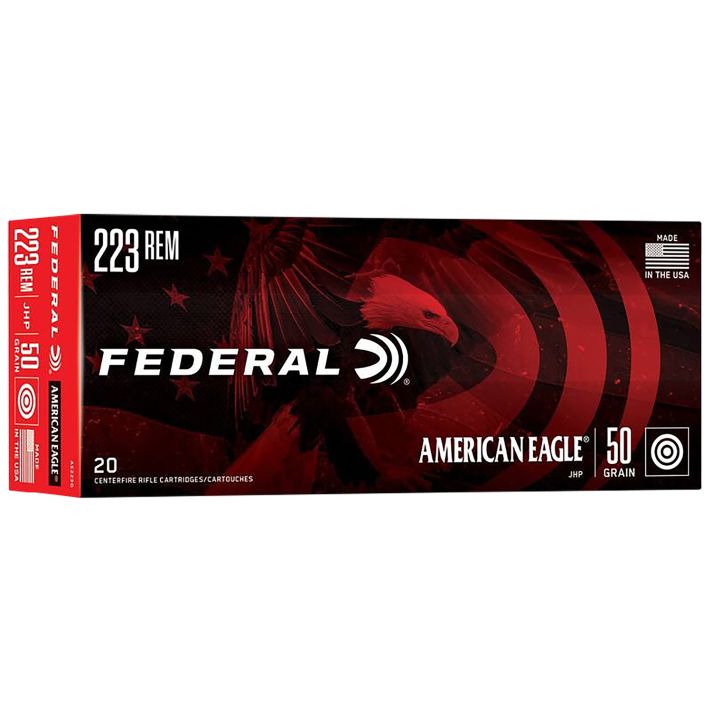 Federal AE223G American Eagle Varmint & Predator 223Rem 50gr Jacketed Hollow Point 20 Per Box/25 Case