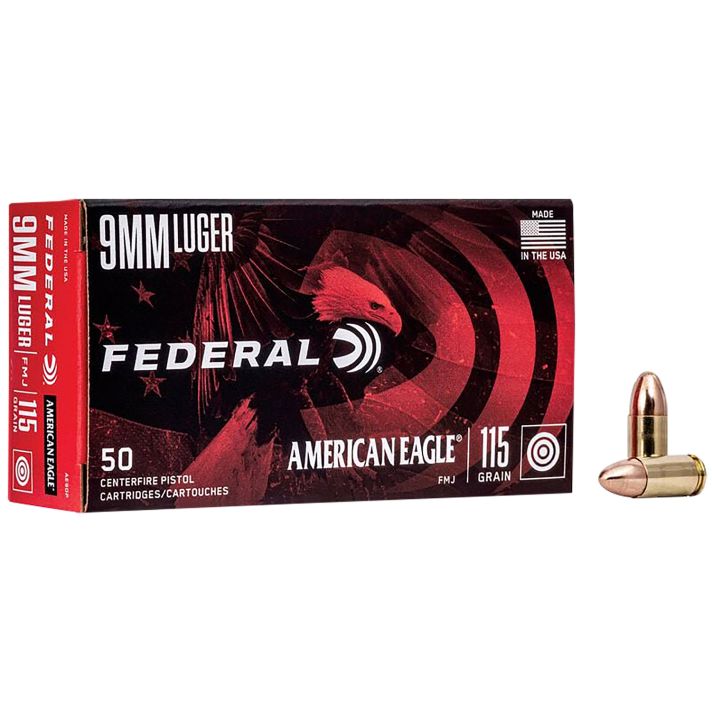 Federal AE9DP American Eagle Handgun 9mmLuger 115gr Full Metal Jacket 50 Per Box/20 Case