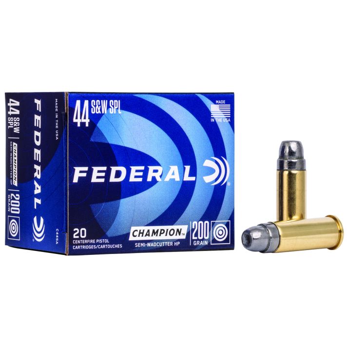 Federal C44SA Champion Training 44S&W Spl 200gr Semi Wadcutter Hollow Point 20 Per Box/25 Case
