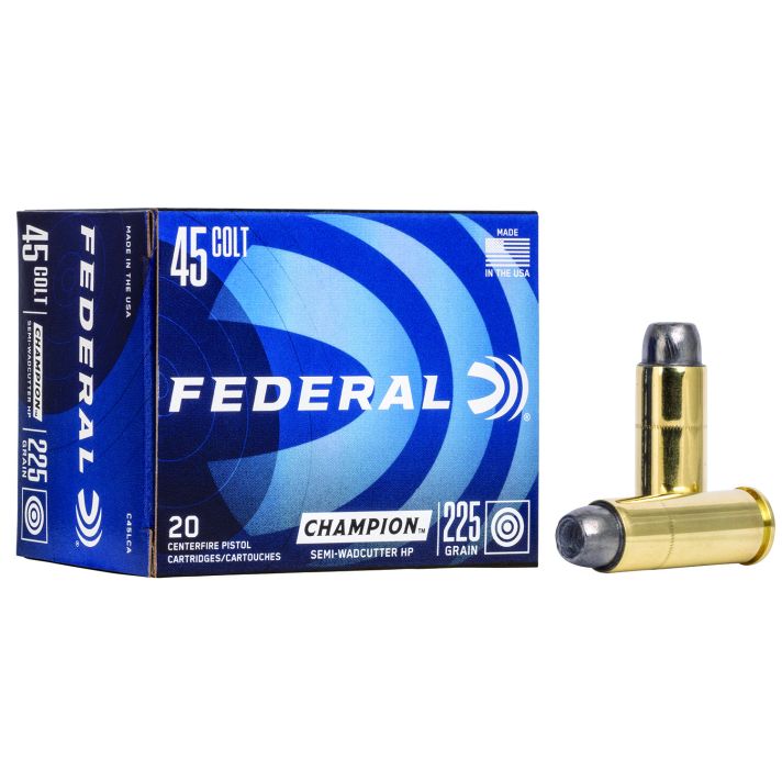 Federal C45LCA Champion Training 45Colt 225gr Semi Wadcutter Hollow Point 20 Per Box/25 Case