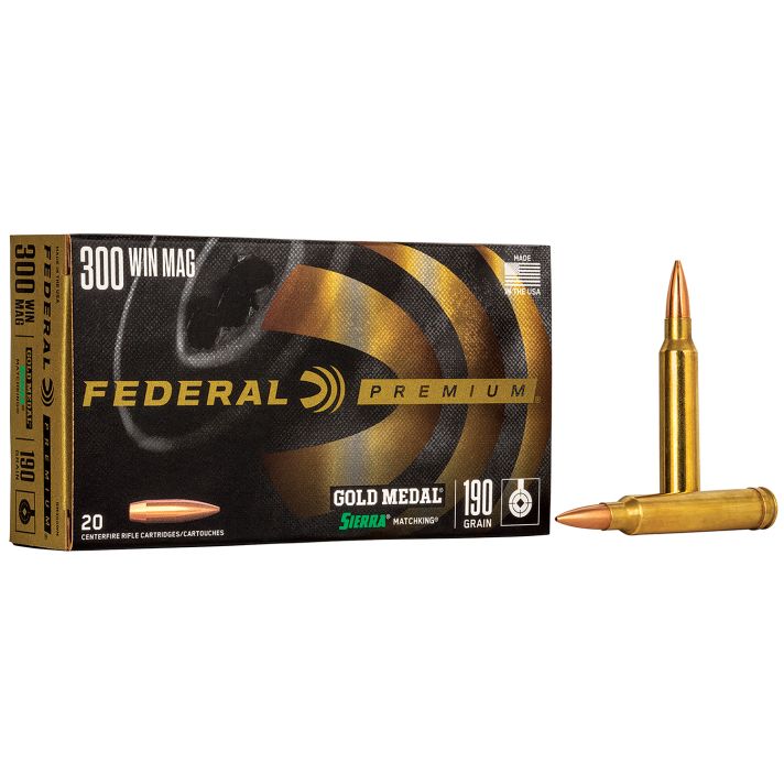 Federal GM300WM Premium Gold Medal 300WinMag 190gr Sierra MatchKing BTHP 20 Per Box/10 Case